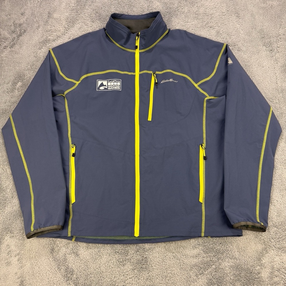 Eddie Bauer First Ascent Jacket‎ Men XL Blue Full Zip L/S GoPro Mtn Games Logo